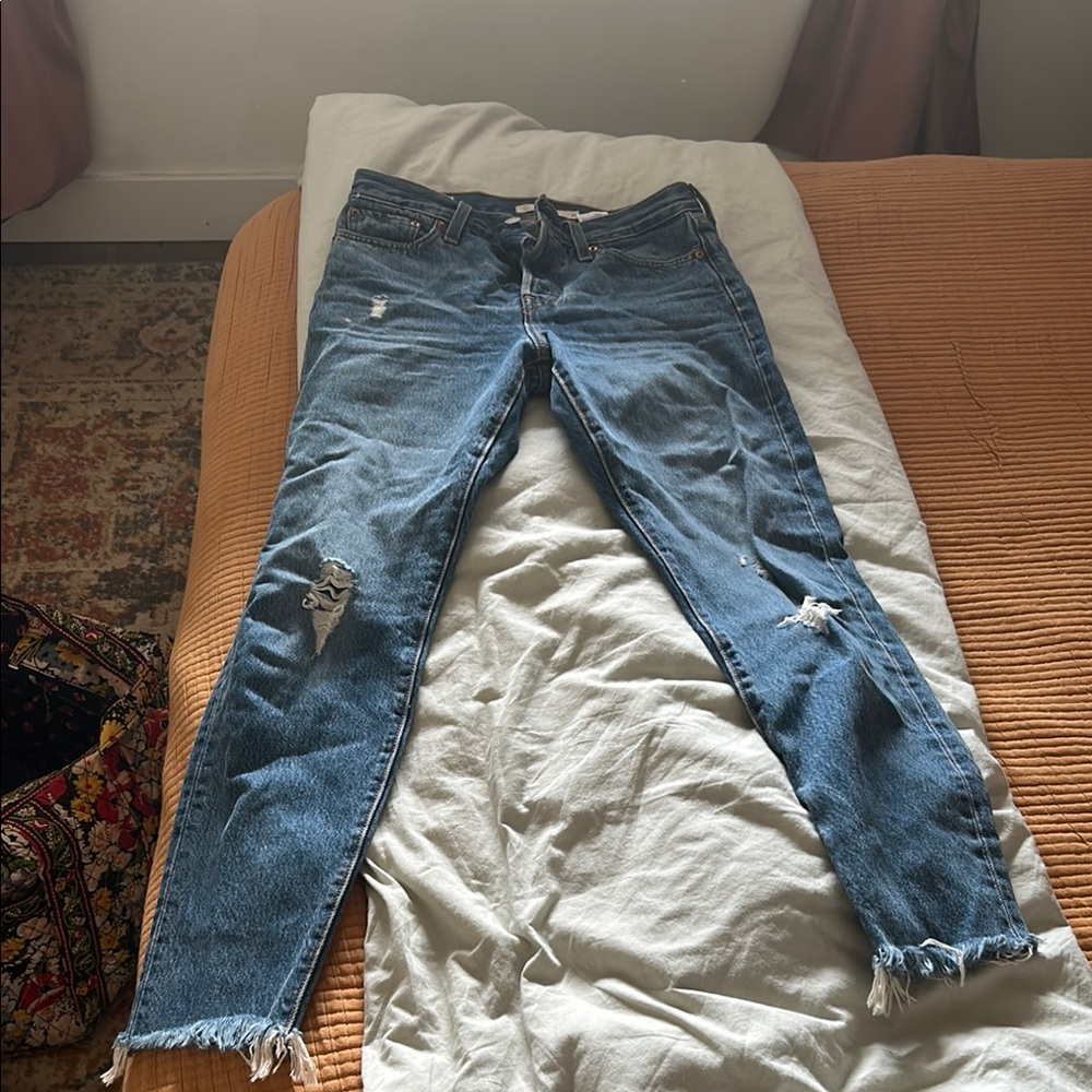 Women's Blue Distressed Jeans
